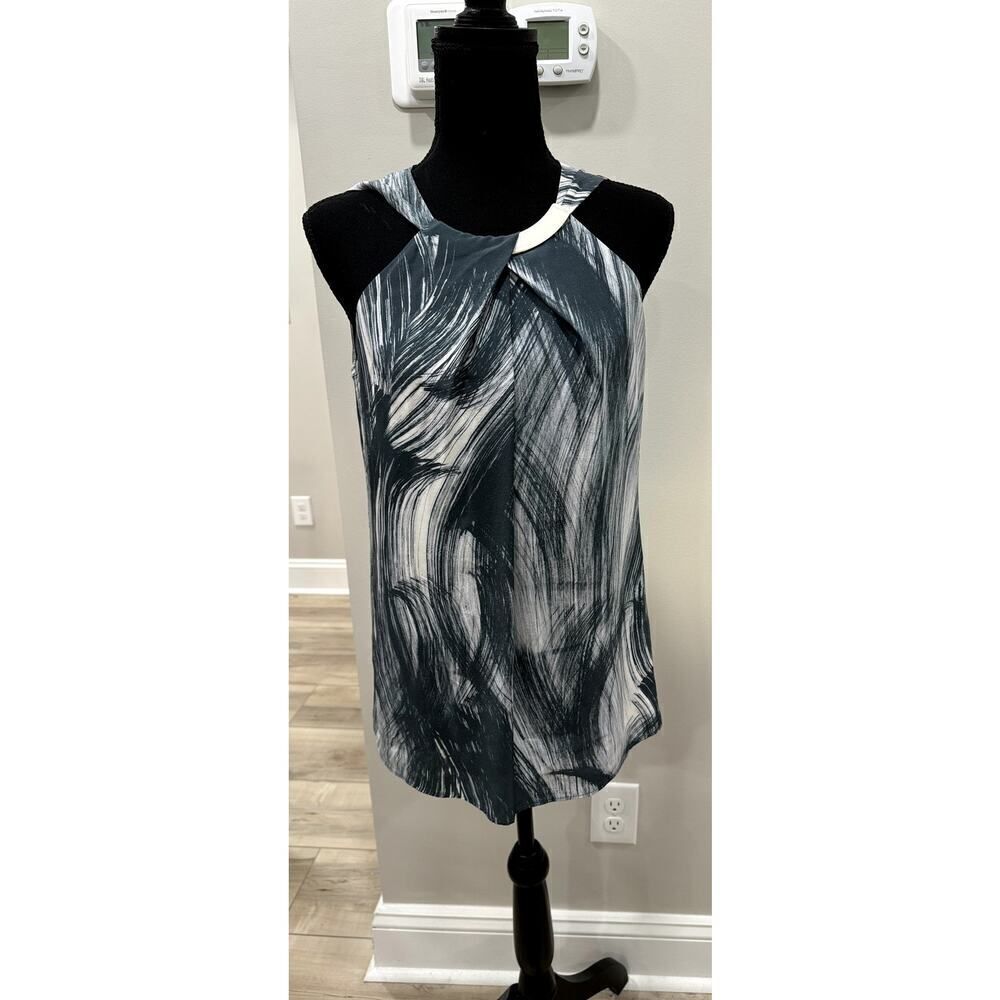100% Silk Lafayette 148 Blouse Lined Tank Gray Marbled Dressy Workware - Size 2